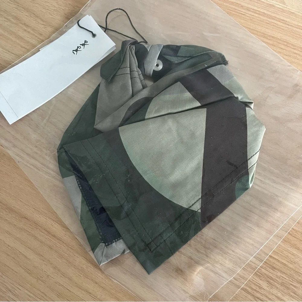 SACAI x KAWS Kid's Bib Bandana Camouflage Print Green Snap Closure